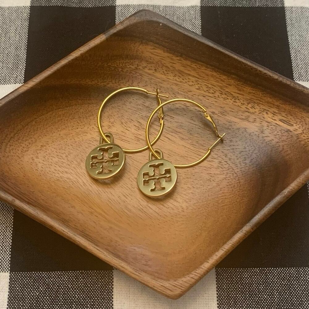 Womens DIY Tory Burch Gold Earrings EUC!